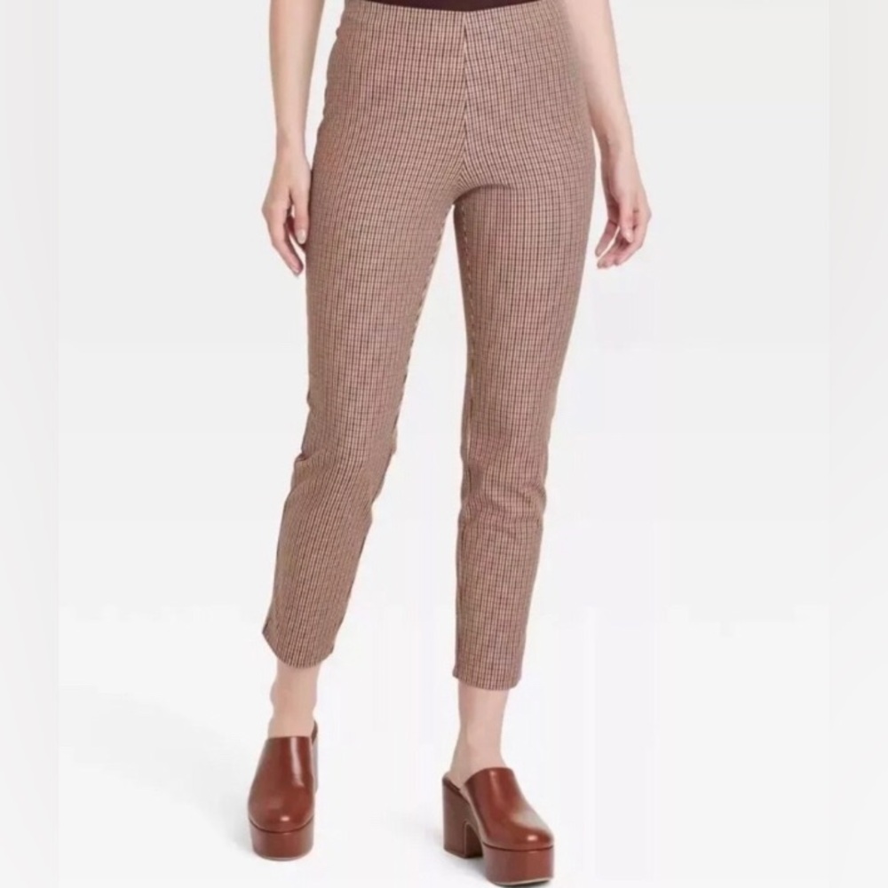 NEW A New Day Pants Skinny Ankle Brown Plaid Size 17